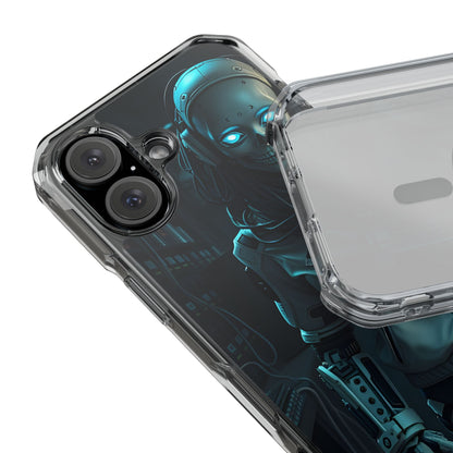 Futuristic Robot Phone Case, Magnetic Clear Impact Case, Unique Gift for Tech Lovers, Protective Smartphone Accessory, Cyberpunk Style