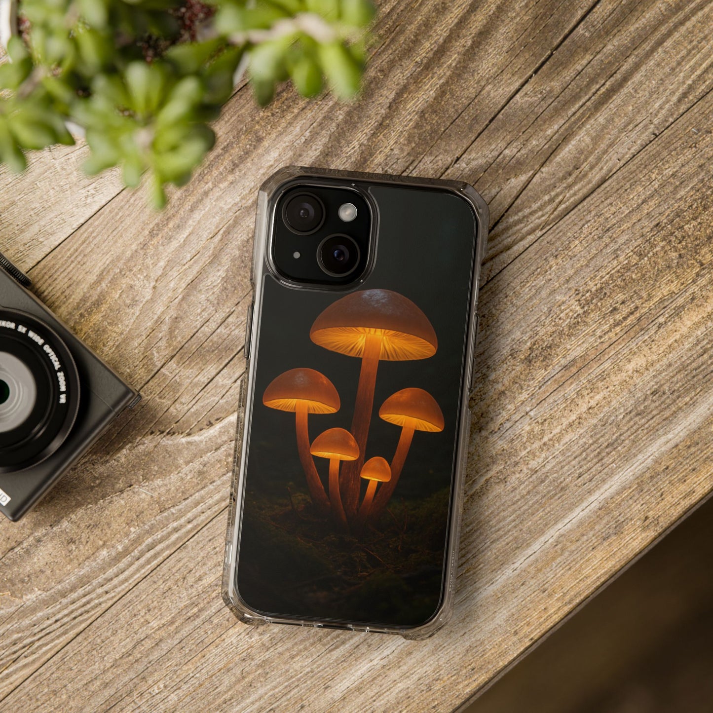 Magnetic Clear Impact Cases, Mushroom Phone Case, Eco-Friendly Phone Cover, Unique Phone Accessories, Gift for Nature Lovers, Artistic
