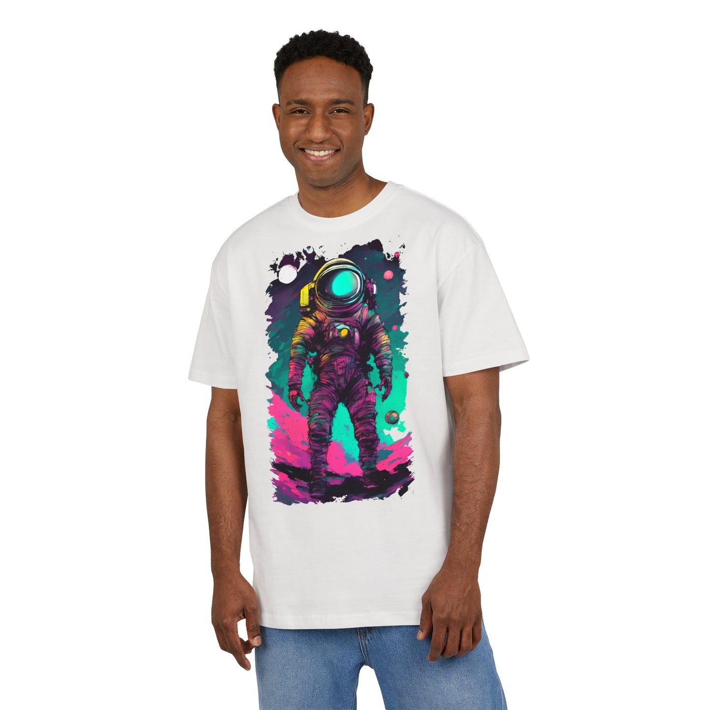 Cosmic Astronaut Tee, Unisex Oversize Tee, Space Graphic Shirt, Retro Astronaut T-Shirt, Gift for Space Lovers, Unique Graphic Tee