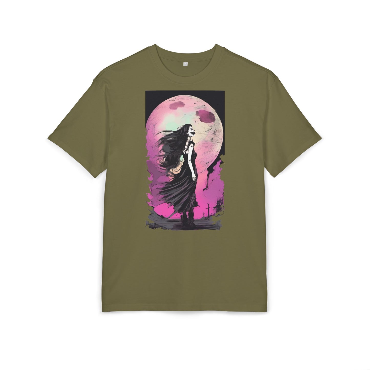 Unisex Heavy Oversize Tee with Moonlit Design, Graphic Tee for Night Lovers, Alternative Fashion, Halloween Shirt, Gift for Her