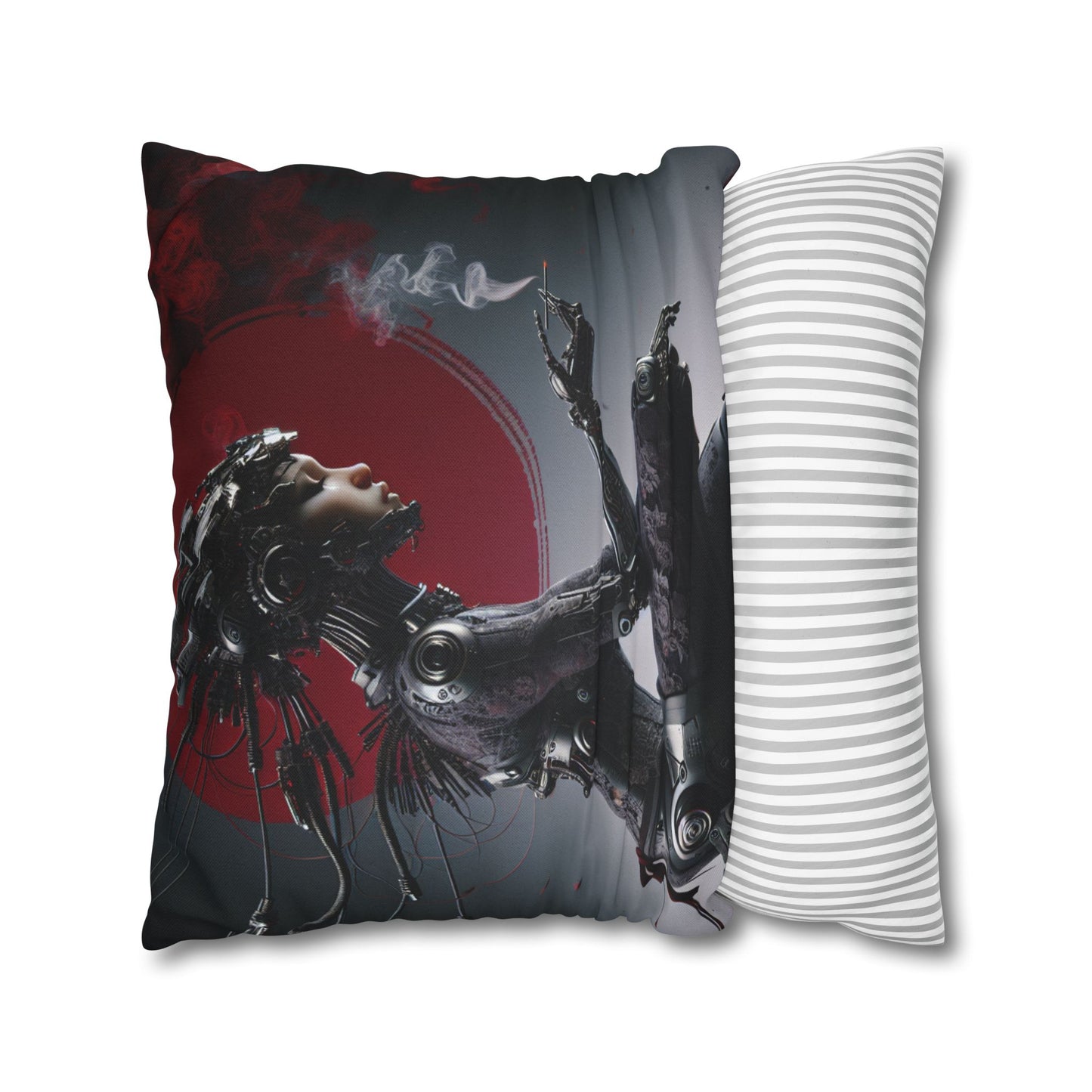 Futuristic Robot Love Pillowcase, Cyberpunk Decor, Gift for Tech Lovers, Modern Home Accent, Unique Housewarming Present