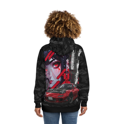 Urban Streetwear Hoodie, Trendy Graphic Sweatshirt, Edgy Cosplay Apparel, Anime-Inspired Fashion, Gift for Car Enthusiasts