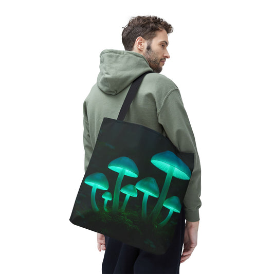 Glowing Mushroom Tote Bag, Eco-Friendly Shopping Tote, Nature Lover Gift, Boho Style Bag, Festival Accessory, Unique Creations