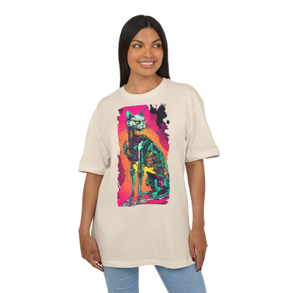 Vibrant Cat Art Tee, Unisex Oversized T-Shirt, Colorful Pet Lover Gift, Unique Graphic Shirt, Casual Everyday Wear
