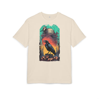 Mystical Raven Oversize Tee: Boho Style, Unisex Graphic T-Shirt for Nature Lovers, Festival Wear, Halloween, Gift Ideas