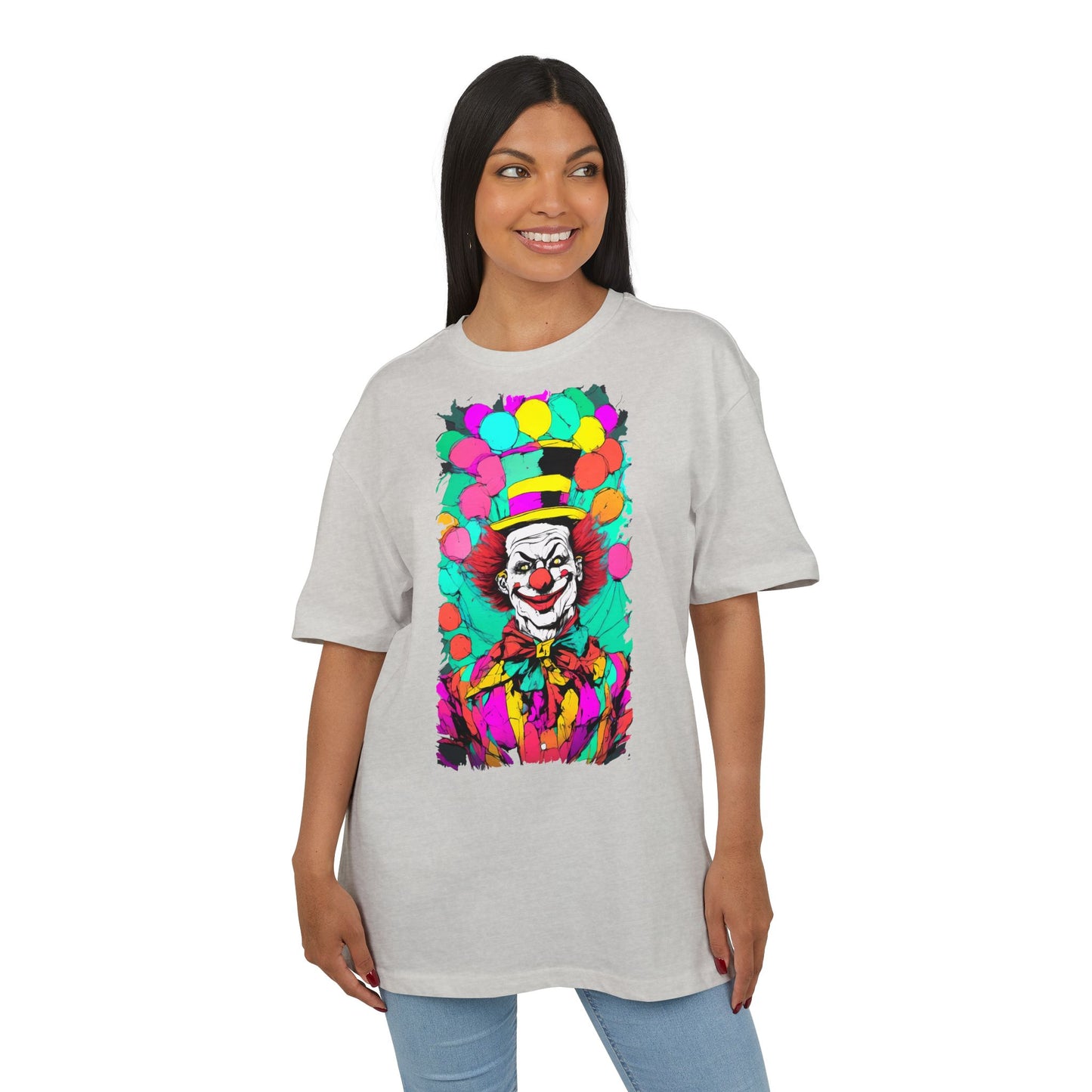 Colorful Clown Graphic Unisex Oversize Tee | Fun Wear, Festival Outfit, Circus Theme, Unique Gift, Statement Shirt