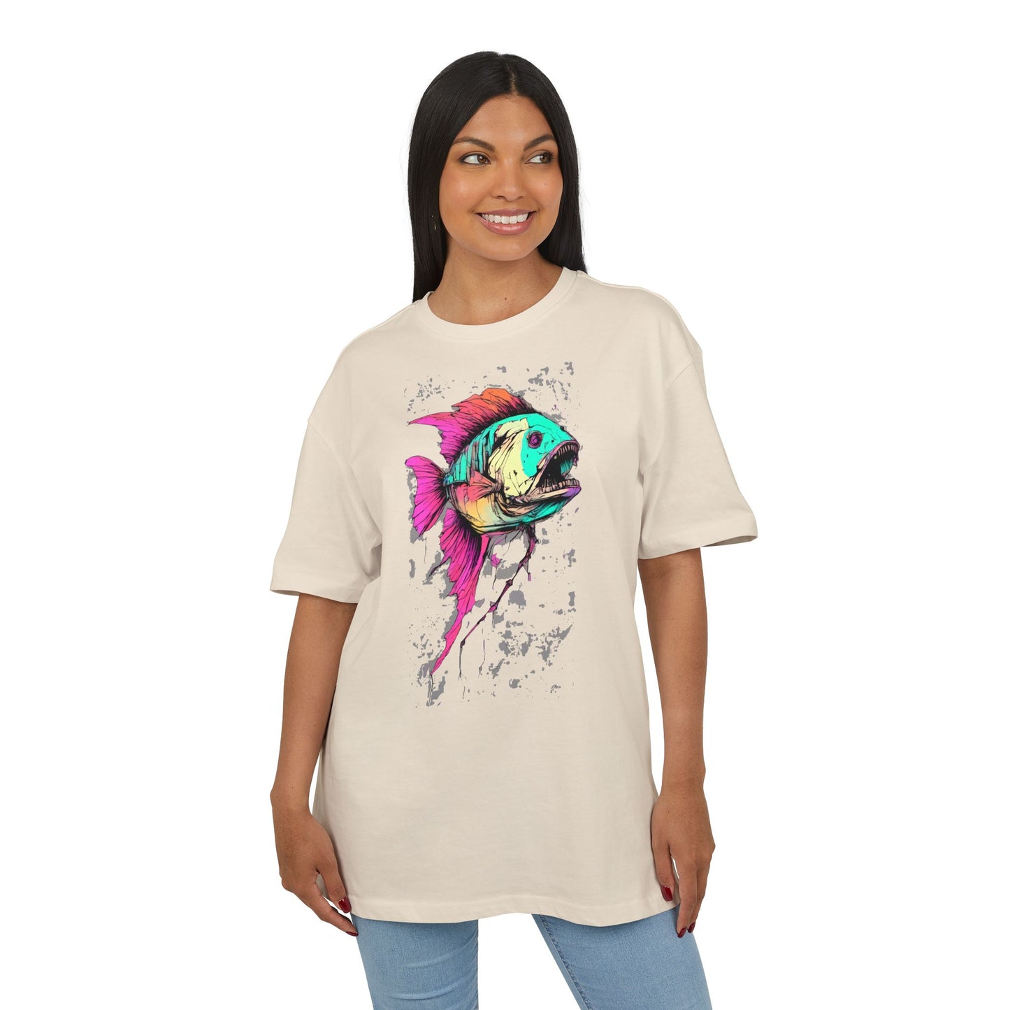 Vibrant Fish Graphic Tee for Casual Style, Summer Wear, Beach Vibes, Gift for Fishing Enthusiasts, Unique Unisex Heavy Oversize Tee