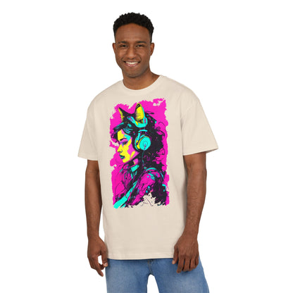 Vibrant Music Lover's Tee, Unisex Heavy Oversize Tee, Trendy Graphic Shirt, Colorful Art Top, Perfect for Festivals and Gifts