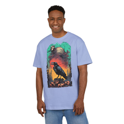 Mystical Raven Oversize Tee: Boho Style, Unisex Graphic T-Shirt for Nature Lovers, Festival Wear, Halloween, Gift Ideas