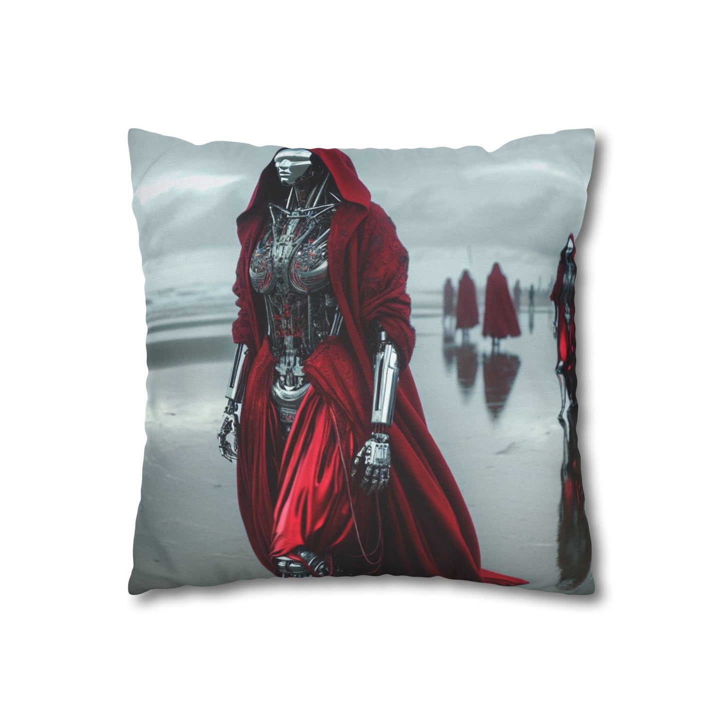 Futuristic Robot Art Pillowcase, Decorative Cushion Cover, Modern Home Decor, Gift for Sci-Fi Lovers, Unique Throw Pillow