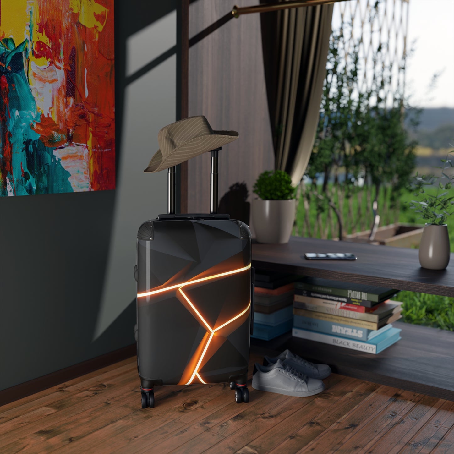 Stylish Travel Suitcase with Cyber Abstract Design - Perfect for Adventurers