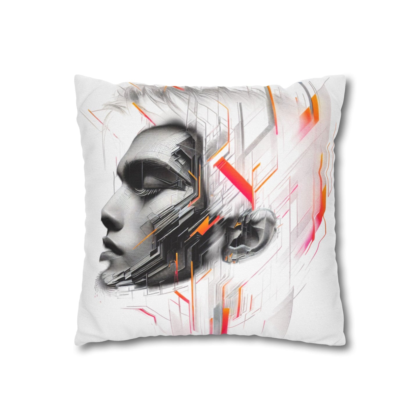 Futuristic Art Pillowcase - Modern Home Decor, Geometric Throw Pillow, Gift for Tech Lovers, Contemporary Accent Cushion