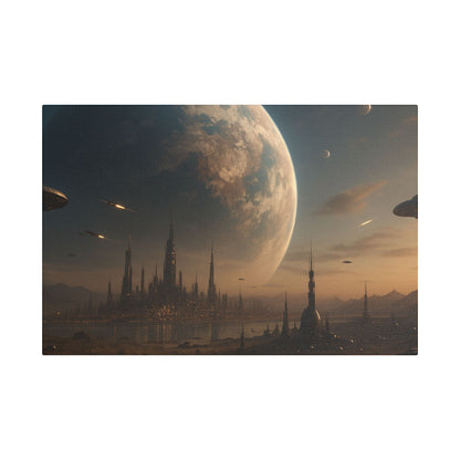 Stretched Canvas Art Print, Sci-Fi Landscape Decor, Galaxy Wall Art, Unique Home Decoration, Gift for Space Lovers