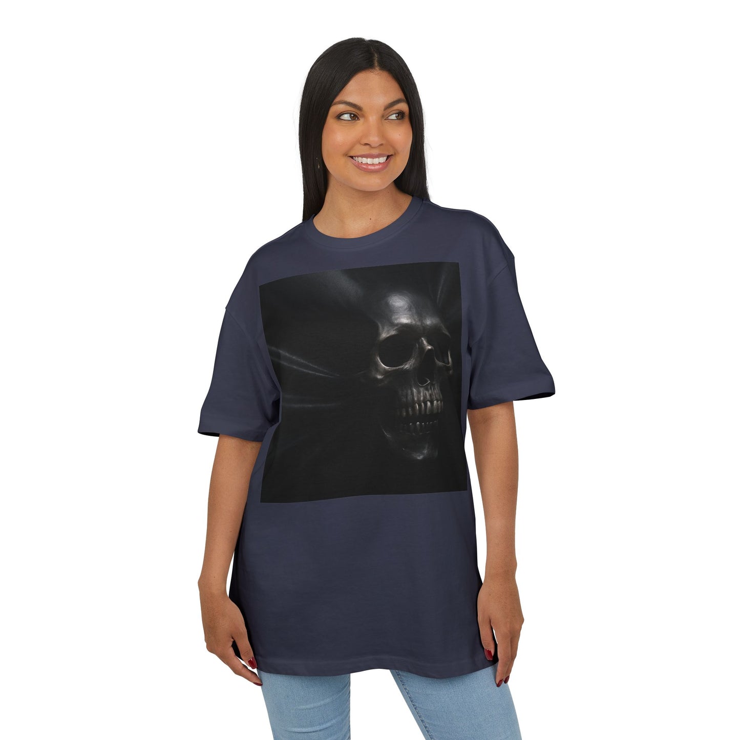 Skull Graphic Oversized Tee - Unisex Heavy Tee for Casual Wear, Street Style, Halloween Attire, Gift for Friends, Unique Art Tee
