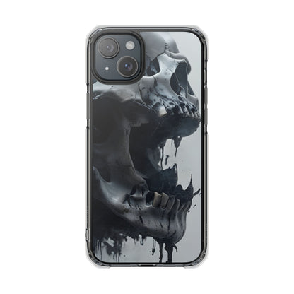 Unique Skull Design Magnetic Clear Impact Cases, Skull Phone Cases, Gothic Accessories, Halloween Gifts, Edgy Mobile Covers