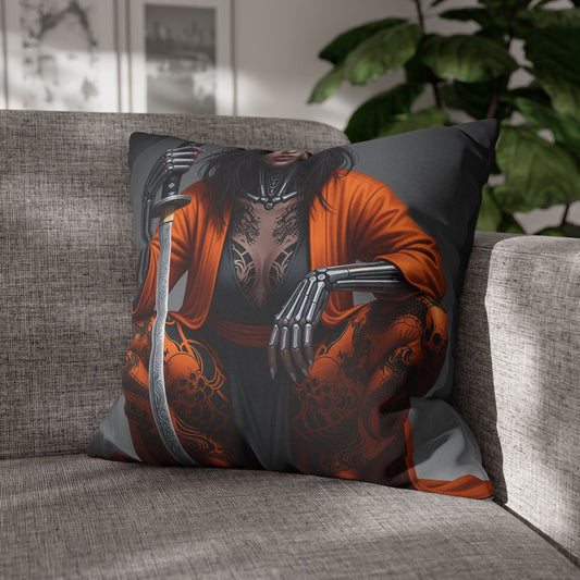 Fierce Warrior Design Pillowcase, Unique Home Decor, Boho Accent Pillow, Anime Art, Gift for Her, Cosplay Lovers