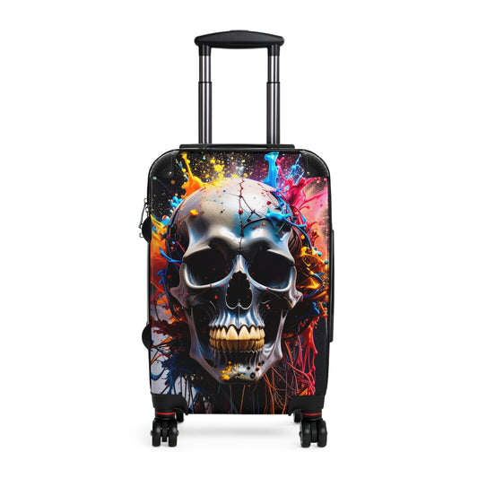 Skull Art Suitcase - Travel Case for Adventurers, Unique Luggage, Gift for Goths, Curated Travel Gear, Eye-Catching Baggage