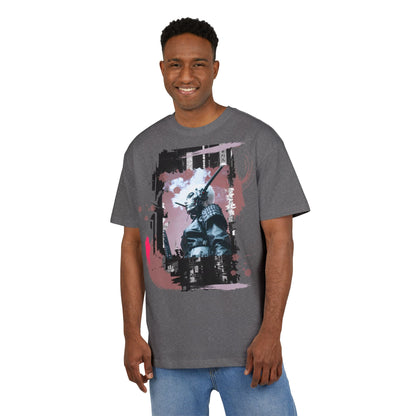 Unisex Heavy Oversize Tee featuring Samurai Art, Streetwear Graphic Tee, Gift for Him/Her, Casual Wear, Anime Inspired Fashion