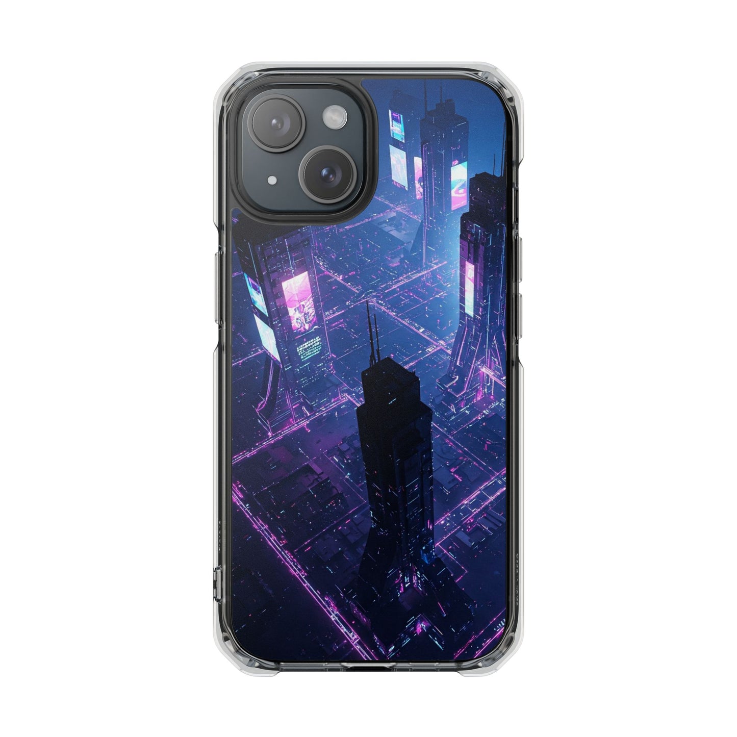 Futuristic Cityscape Phone Case, Customizable Clear Impact Case, Gift for Tech Lovers, Unique Phone Accessory, Aesthetic Cell Phone Cover