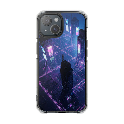 Futuristic Cityscape Phone Case, Customizable Clear Impact Case, Gift for Tech Lovers, Unique Phone Accessory, Aesthetic Cell Phone Cover