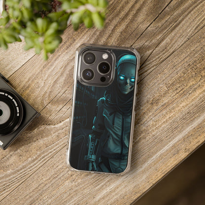 Futuristic Robot Phone Case, Magnetic Clear Impact Case, Unique Gift for Tech Lovers, Protective Smartphone Accessory, Cyberpunk Style