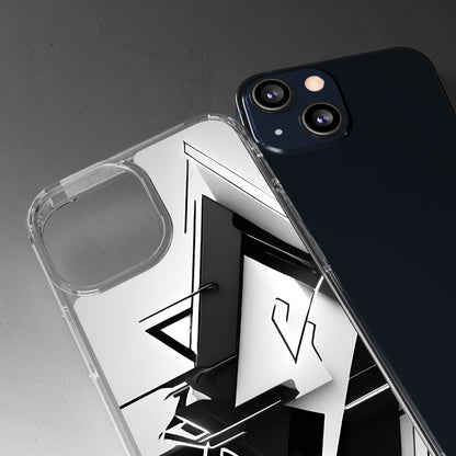 Clear Phone Case with Abstract Edgy Design Print
