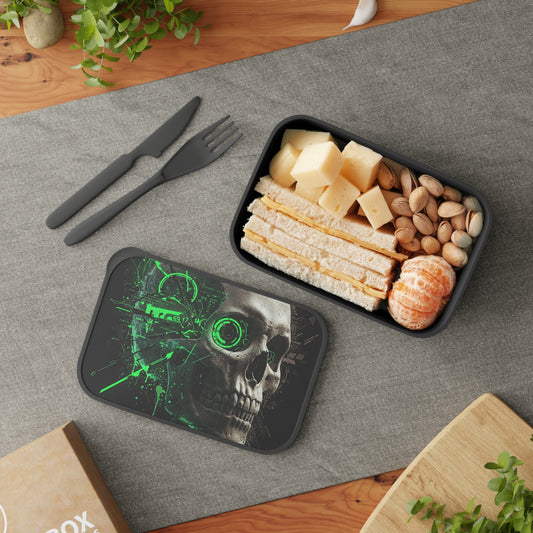 Edgy Skull Bento Box with Utensils | Goth Lunch Container, Eco-Friendly Meal Prep, Halloween Gift, Dark Aesthetic Kitchenware