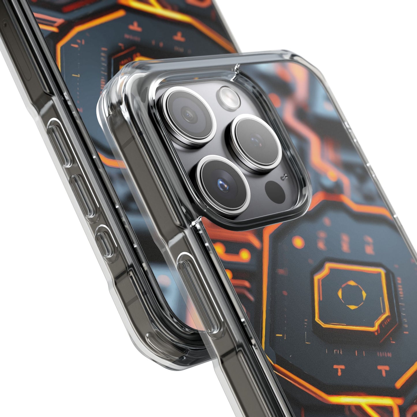 Futuristic Magnetic Phone Case, Clear Impact Case, Stylish Tech Accessory, Gifts for Tech Enthusiasts, Unique Phone Cover