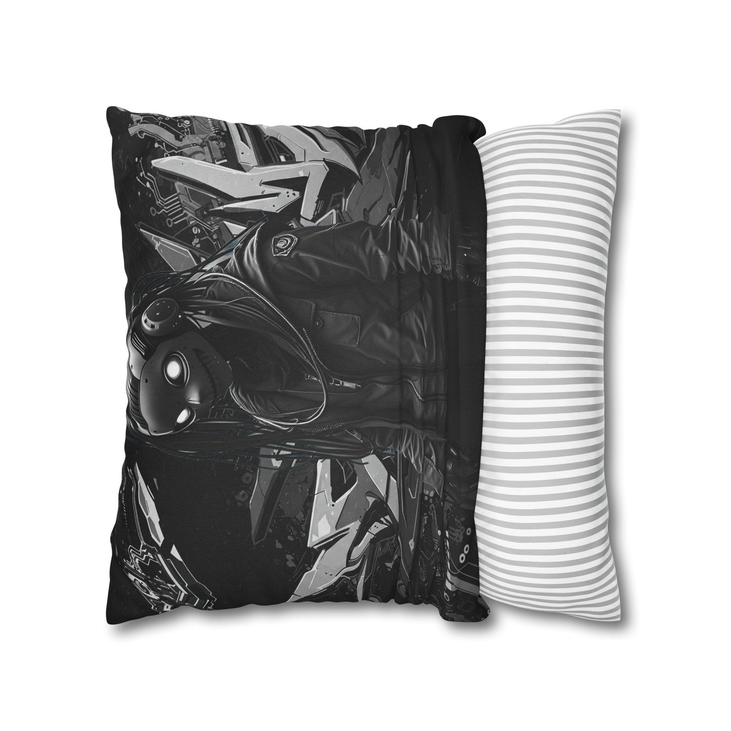 Edgy Cyberpunk Square Pillowcase - Modern Decor for Gaming Enthusiasts