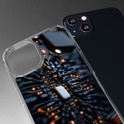 Clear Phone Case with Cyber Print