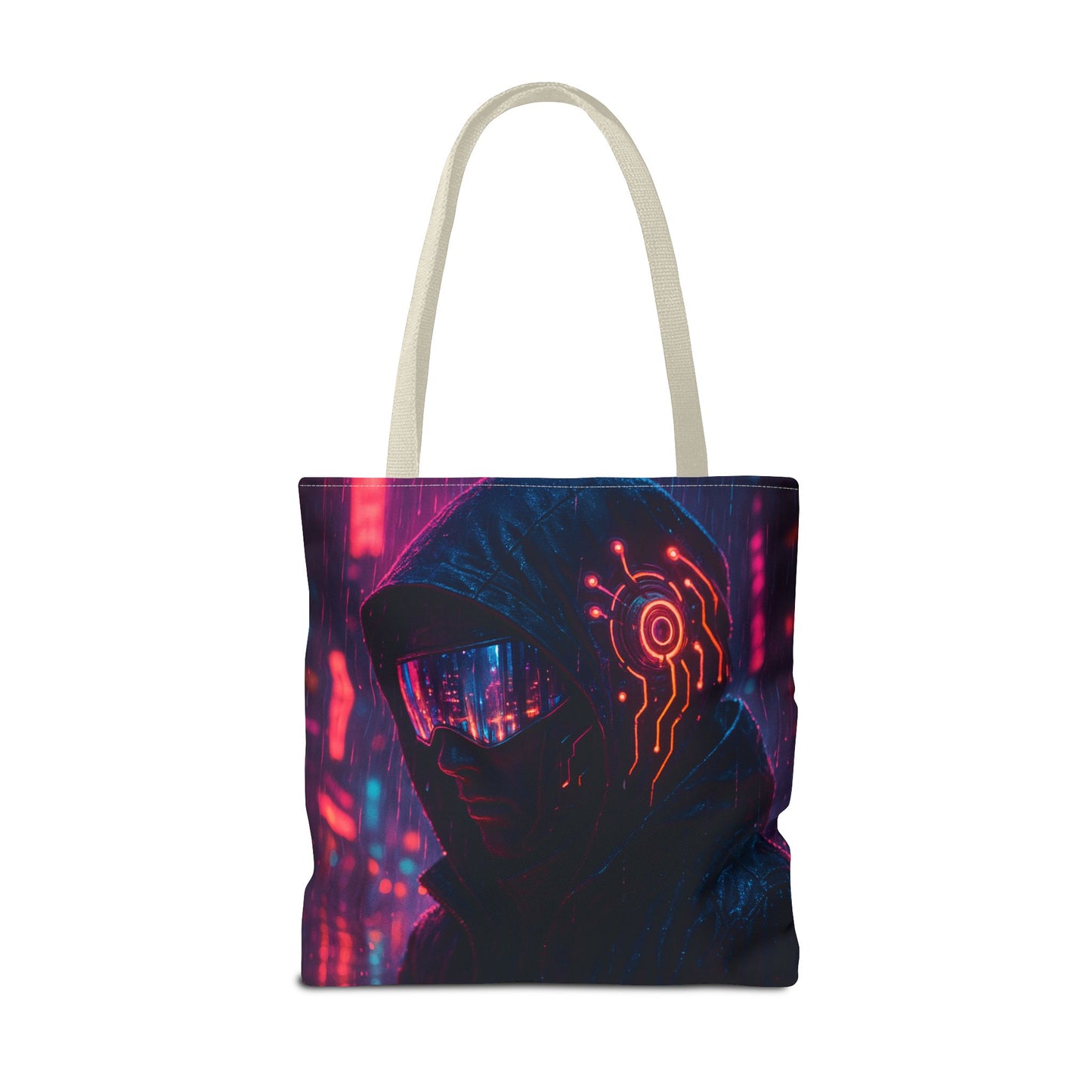 Futuristic Cyberpunk Tote Bag, Unique AOP Bag for Tech Lovers, Stylish Everyday Tote, Gift for Gamers, Sci-Fi Enthusiasts