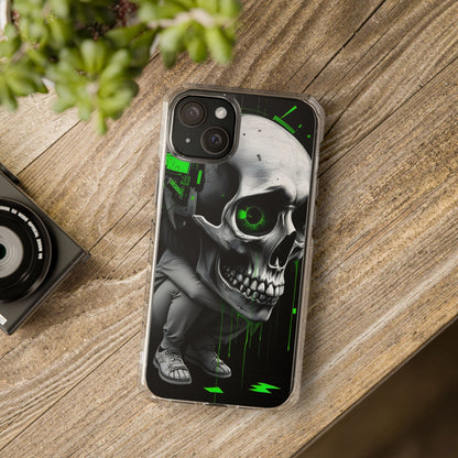 Edgy Skull Phone Case - Magnetic Clear Impact Cases, Unique Phone Cover, Goth Accessory, Halloween Gift, Stylish Tech Protection