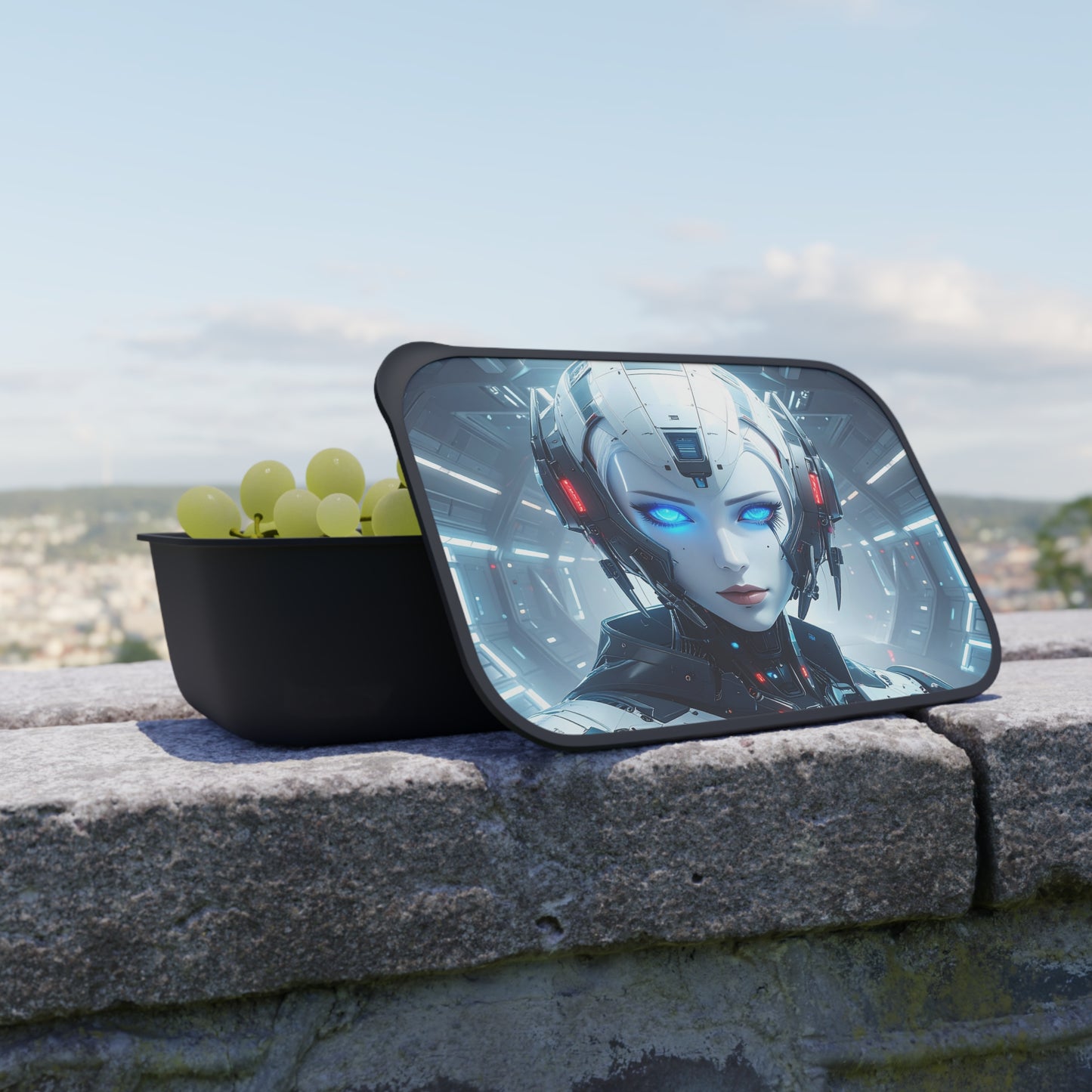 Futuristic Bento Box with Utensils, Space Design Lunch Container, Gift for Tech Lovers, Sci-Fi Bento, Robotic Meal Prep