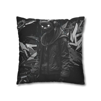 Edgy Cyberpunk Square Pillowcase - Modern Decor for Gaming Enthusiasts