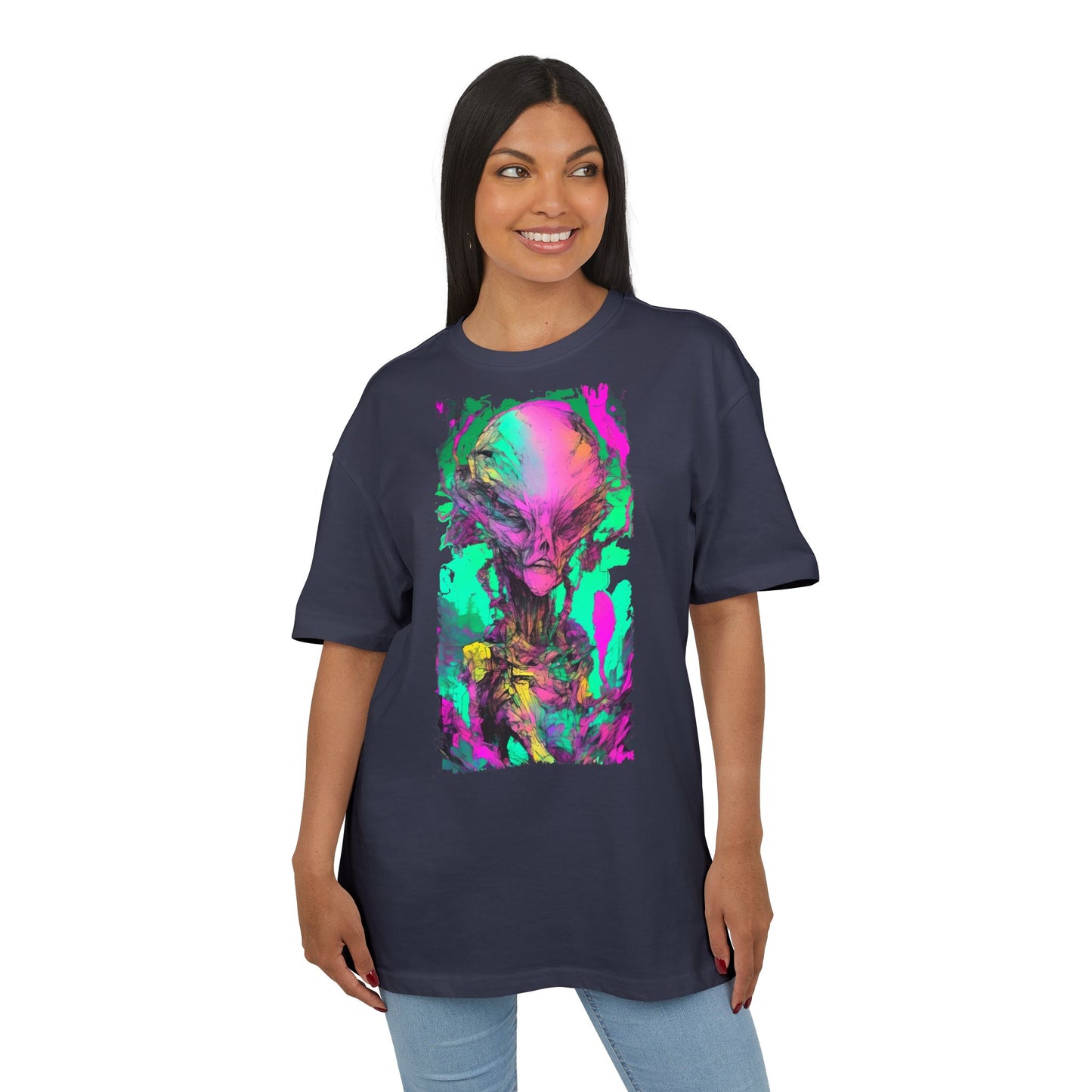 Alien Art Unisex Oversize Tee, Graphic Tee, Casual Style, Streetwear, Unique Gift, Statement Piece