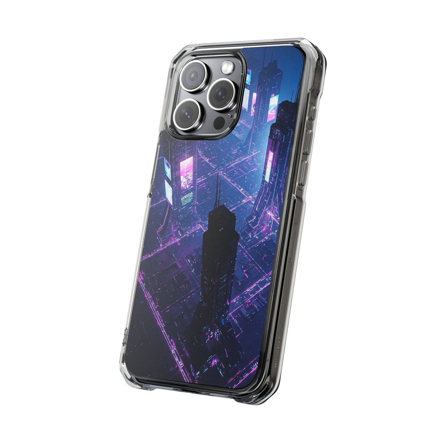 Futuristic Cityscape Phone Case, Customizable Clear Impact Case, Gift for Tech Lovers, Unique Phone Accessory, Aesthetic Cell Phone Cover