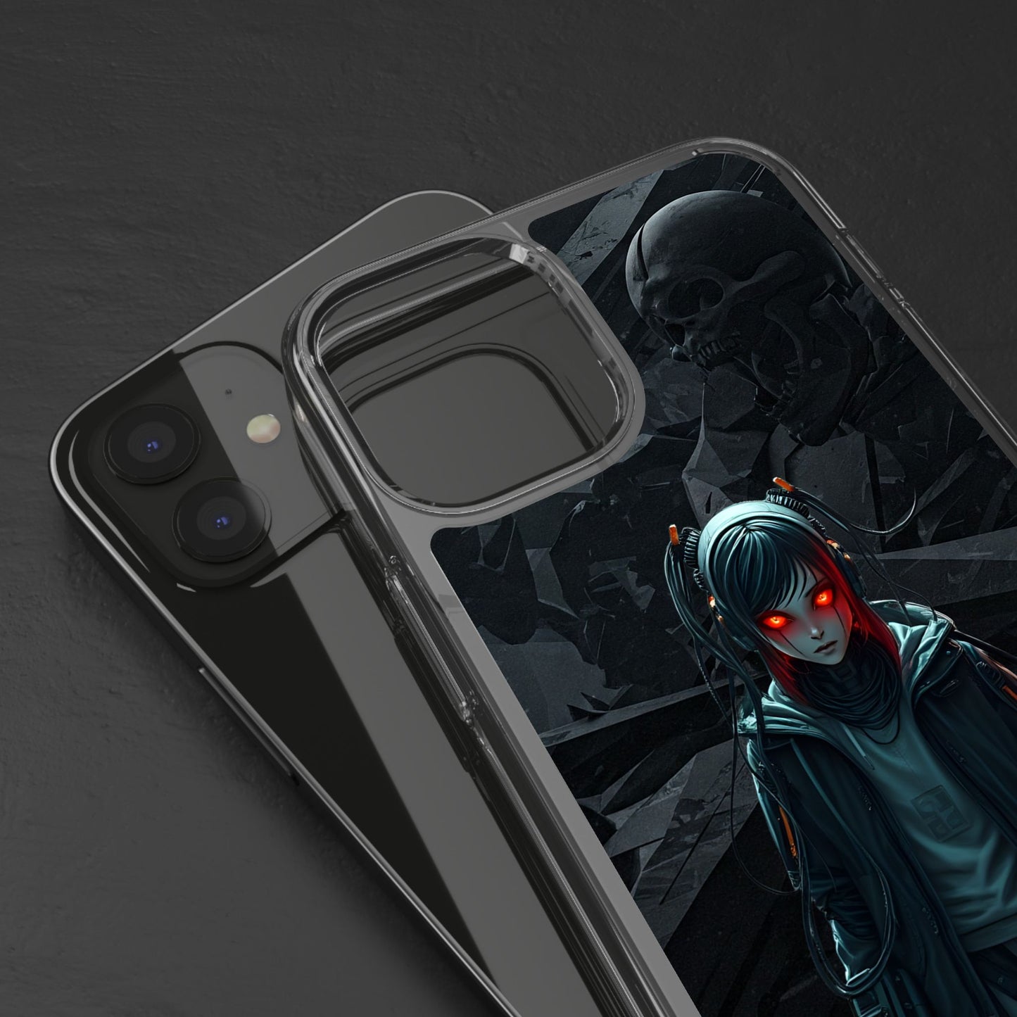 Futuristic Clear Phone Case with Cyberpunk Design - Edgy and Stylish