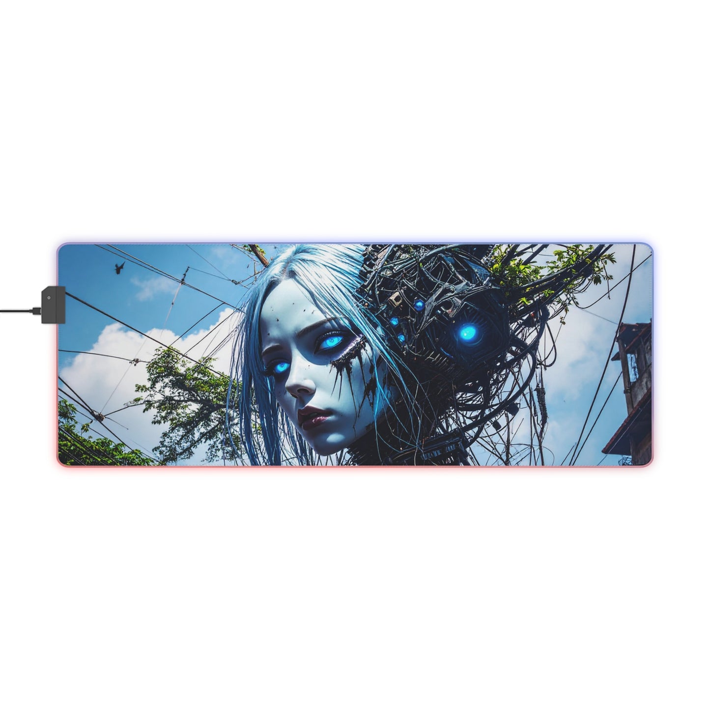 LED Gaming Mouse Pad with Futuristic Design, Gaming Desk Mat, LED Light Mat, Computer Accessories, Gift for Gamers