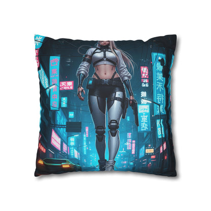 Futuristic Cyberpunk Pillowcase, Cozy Home Decor, Modern Sofa Cushion, Unique Gift for Gamers, Bedroom Accent