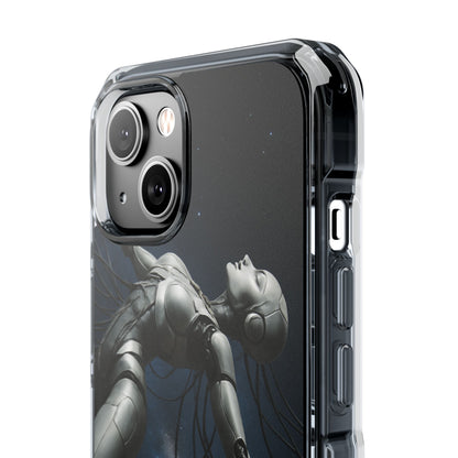 Futuristic Phone Case, Artistic Clear Impact Case for Tech Lovers, Robot Design Phone Cover, Unique Gift for Geeks, Space Theme