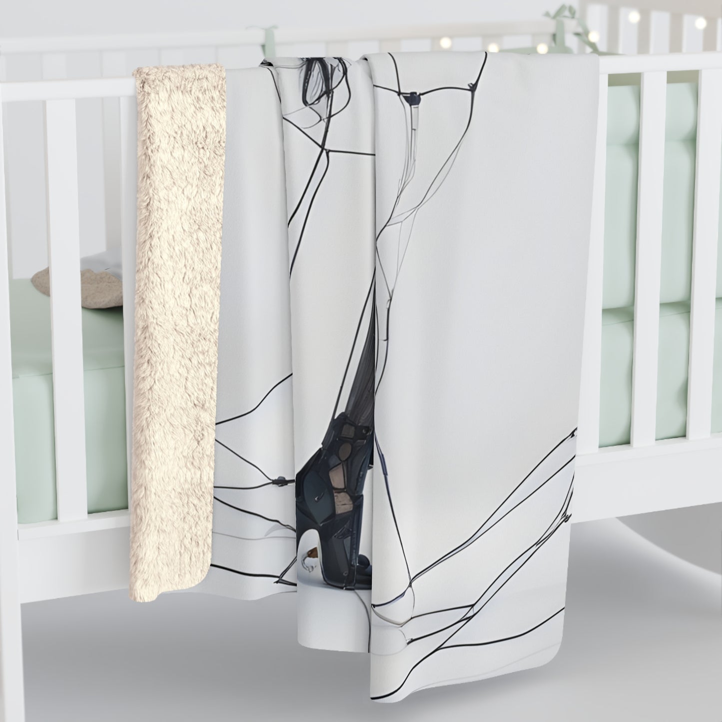 Sherpa Fleece Blanket with Futuristic Cyber Design