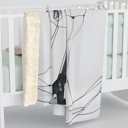 Sherpa Fleece Blanket with Futuristic Cyber Design
