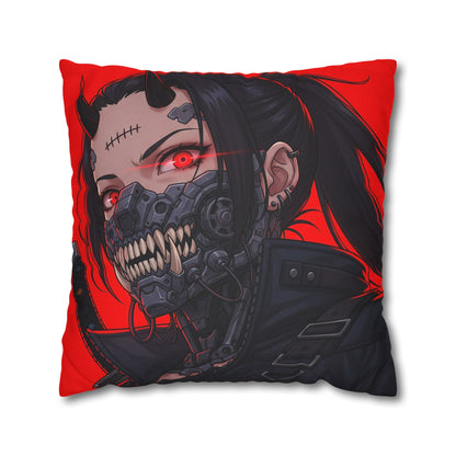 Gothic Anime Pillowcase, Decorative Throw Pillow, Cyberpunk Square Cushion, Bedroom Decor, Unique Gift for Fans, Cozy Home Accents