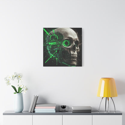 Digital Skull Art Wall Decor, Futuristic Skull Canvas Print, Cyberpunk Home Decor, Gothic Decoration, Unique Gift for Halloween