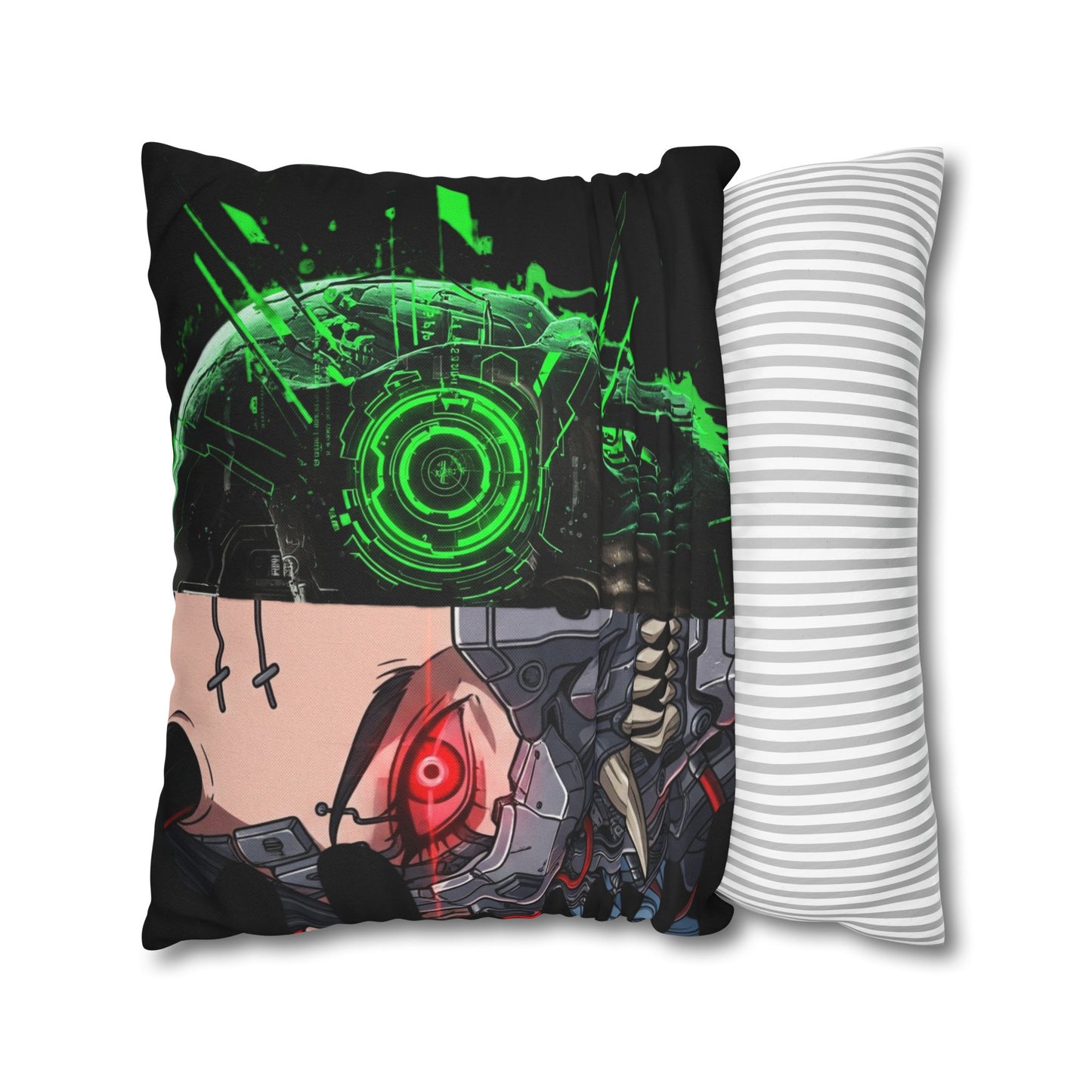 Futuristic Cyborg Pillowcase, Decorative Pillow Cover, Cyberpunk Home Decor, Gift for Sci-Fi Lovers, Gaming Room Accessory