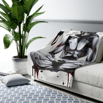 Sherpa Fleece Blanket with Futuristic Cyber Design