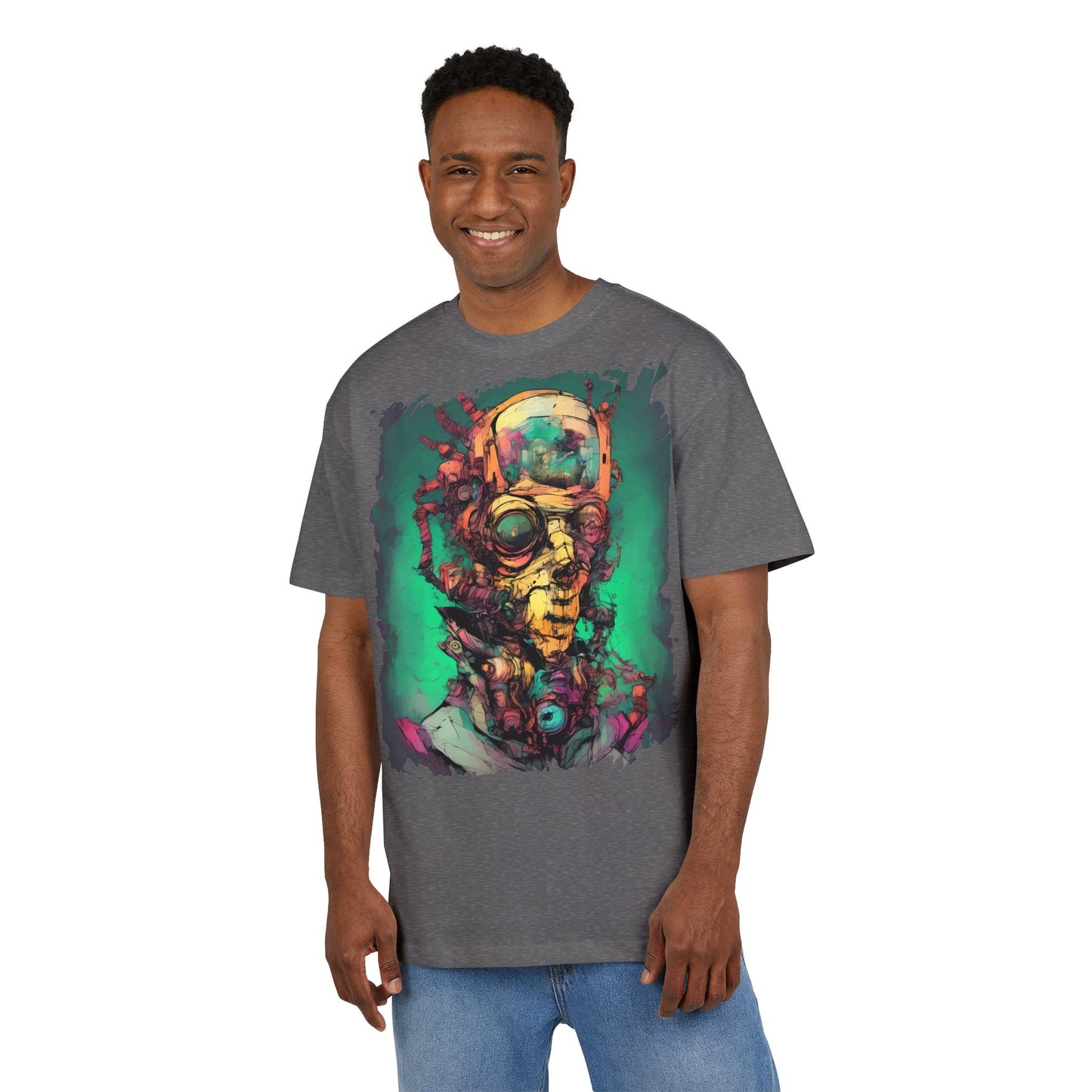Artistic Oversize Tee Featuring Abstract Portrait, Unisex T-Shirt, Cool Graphic Tee, Streetwear Style, Unique Gifts for Art Lovers