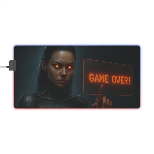 LED Gaming Mouse Pad with 'Game Over!' Design, Gaming Decor, Desk Gadget, Mouse Mat, Perfect for Gamers or Esports Enthusiasts