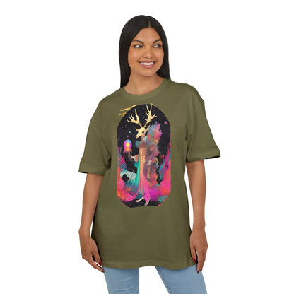 Cosmic Stag Unisex Oversize Tee | Bohemian Vibe T-Shirt, Fantasy Apparel, Unique Gift, Art-Inspired Fashion, Summer Style