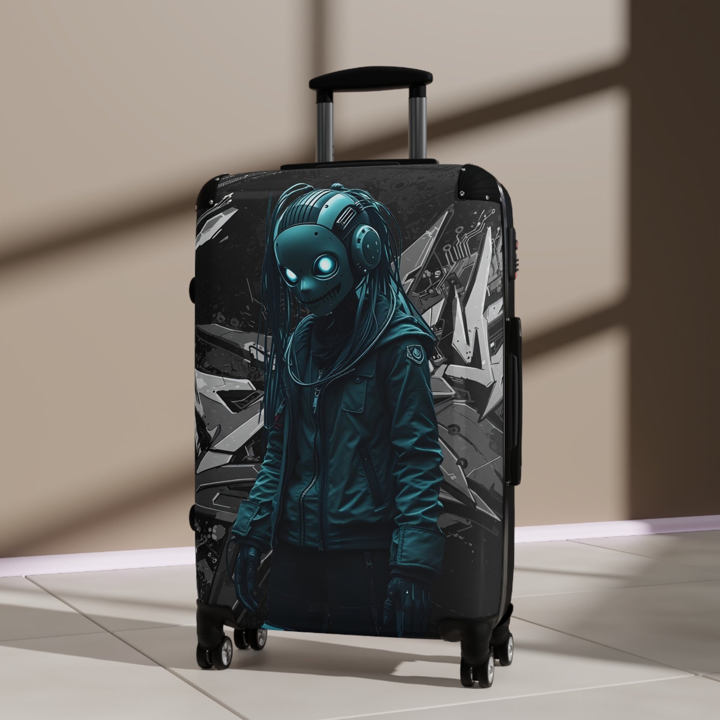 Stylish Travel Suitcase with Dystopian Design - Perfect for Adventurers